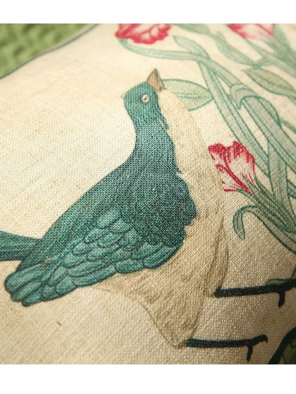 Patdrea “Birds” Lumbar Pillow Cover with Tassels 12x20” (1-count) BLUE GREEN